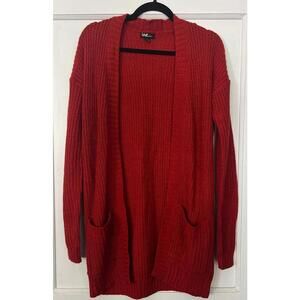 Love by Cheslie Women’s Open Front Longline Cardigan Pockets, Knit Sweater SZ S